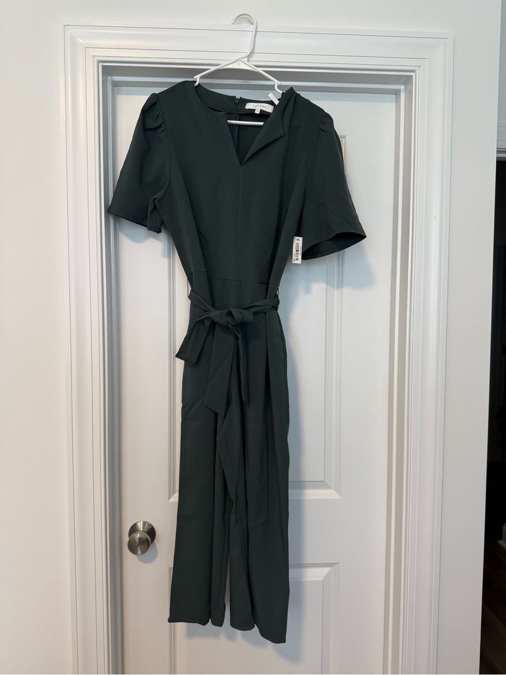 Lark & Ro Dark Green Jumpsuit with Tie Waist